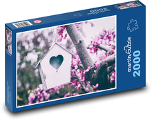 Ptačí budka - strom, květy Puzzle 2000 dílků - 90 x 60 cm