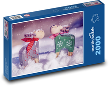 Reindeer - Christmas decoration, snow Puzzle 2000 pieces - 90 x 60 cm