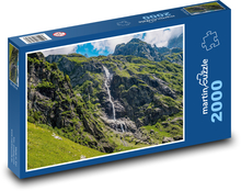 Hory - Alpy, vodopád Puzzle 2000 dílků - 90 x 60 cm