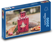 Vánoční lucerna - svíčka, vánoční čas  Puzzle 2000 dílků - 90 x 60 cm