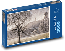 Zimní krajina - sníh, domy Puzzle 2000 - 90x60 cm