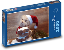 Vánoční medvídek - vánoční cukroví, dekorace  Puzzle 2000 dílků - 90 x 60 cm