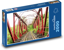 Železničná - železný most, železnica Puzzle 2000 dielikov - 90 x 60 cm