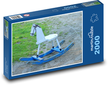 Schaukelpferd - Holzspielzeug, Tier Puzzle 2000 Teile - 90 x 60 cm