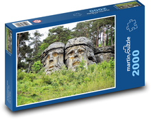 Sandstone rocks - carved heads, forest Puzzle 2000 pieces - 90 x 60 cm