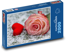 Srdce - růže,  milovat Puzzle 2000 - 90x60 cm