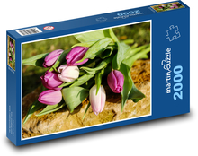 Tulipány - jarná kytica, ružové kvety Puzzle 2000 dielikov - 90 x 60 cm