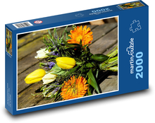 Frühlingsblumen - Tulpen, Blumensträuße Puzzle 2000 Teile - 90 x 60 cm