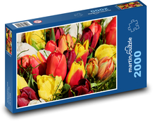 Tulipány - kvety, farebné Puzzle 2000 dielikov - 90 x 60 cm