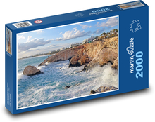 Skalnaté pobrežie - vlny, oceán Puzzle 2000 dielikov - 90 x 60 cm
