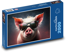 Prase - brýle, zvíře Puzzle 2000 dílků - 90 x 60 cm