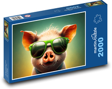 Pig - animal, glasses Puzzle 2000 pieces - 90 x 60 cm