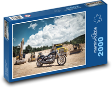 Harley Davidson a stavební stroje Puzzle 2000 dílků - 90 x 60 cm