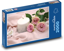 Candle light - rose, heart Puzzle 2000 pieces - 90 x 60 cm