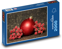 Vianoce - Vianočná výzdoba, brusnice Puzzle 2000 dielikov - 90 x 60 cm