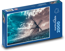 Młyn - niebo, krajobraz Puzzle 2000 elementów - 90x60 cm