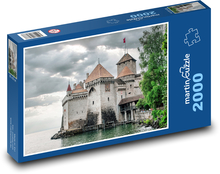 Švýcarsko - hrad, jezero  Puzzle 2000 dílků - 90 x 60 cm