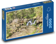 Rocks - waterfall, forest Puzzle 2000 pieces - 90 x 60 cm
