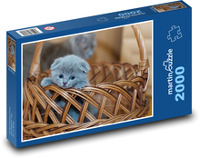 Kotě - kočka, košík Puzzle 2000 dílků - 90 x 60 cm