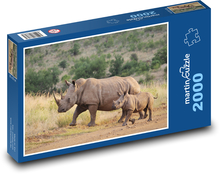 Nosorožec - mládě, zvíře Puzzle 2000 dílků - 90 x 60 cm