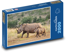 Nashorn - Küken, Tier Puzzle 2000 Teile - 90 x 60 cm