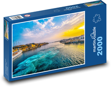 Malta - přístav, západ slunce Puzzle 2000 dílků - 90 x 60 cm