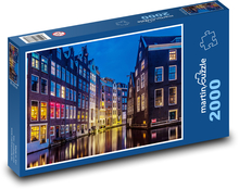 Amterdam - budovy, řeka Puzzle 2000 - 90x60 cm