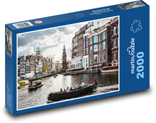 Mesto - kanál, Amstrdam Puzzle 2000 dielikov - 90 x 60 cm