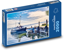 Kotvenie - čln, mólo Puzzle 2000 dielikov - 90 x 60 cm
