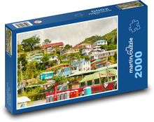 Dominika - karibský ostrov, domy Puzzle 2000 dielikov - 90 x 60 cm