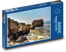 Skalnaté pobřeží - moře, vlny Puzzle 2000 dílků - 90 x 60 cm