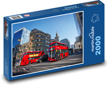 Červené autobusy - Londýn, Anglie Puzzle 2000 dílků - 90 x 60 cm