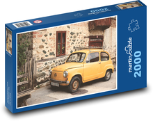 Retro-Auto - gelb, Haus Puzzle 2000 Teile - 90 x 60 cm