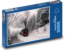 Fichtelbergbahn - parní vlak v zimě Puzzle 2000 dílků - 90 x 60 cm