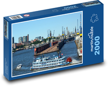 Kräne auf einem Schiff in einem Hafen Puzzle 2000 Teile - 90 x 60 cm