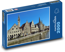 Gent - Belgie, domy u řeky Puzzle 2000 - 90x60 cm