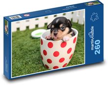 Cute puppy in a mug Puzzle 260 pieces - 41 x 28.7 cm 