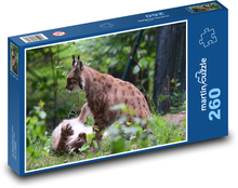 Rysy hrajúce sa v lese Puzzle 260 dielikov - 41 x 28,7 cm 