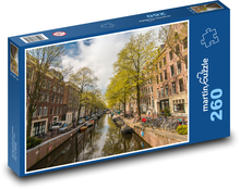 Amsterdam - kanál s historickými domy Puzzle 260 dílků - 41 x 28,7 cm