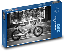 Retro-Motorrad in Schwarz-Weiß Puzzle 260 Teile - 41 x28,7 cm