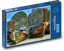 Traditionelle thailändische Boote am Strand Puzzle 260 Teile - 41 x28,7 cm