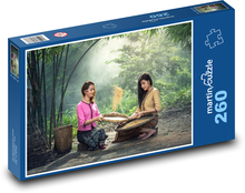 Asijská tradice – Sklizeň a třídění rýže Puzzle 260 - 41x28,7 cm