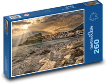 Sonnenuntergang über einem griechischen Dorf - Parga Puzzle 260 Teile - 41 x28,7 cm