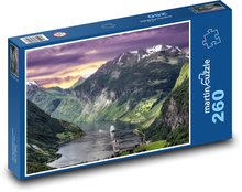 Fjord na zapadajúcom slnku Puzzle 260 dielikov - 41 x 28,7 cm 