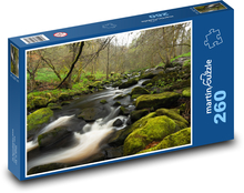 Ein Fluss, der zwischen den Felsen im Wald fließt Puzzle 260 Teile - 41 x28,7 cm
