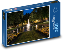 Wieczorna fontanna w parku zdrojowym Puzzle 260 elementów - 41x28,7 cm