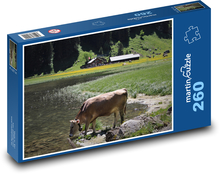 Zvířata, kráva, Alpy Puzzle 260 dílků - 41 x 28,7 cm