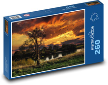 Krajina, západ slunce Puzzle 260 dílků - 41 x 28,7 cm
