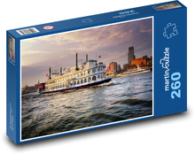 Parowar kołowy na rzece Puzzle 260 elementów - 41x28,7 cm