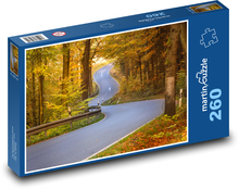 Klikatá silnice v podzimním lese Puzzle 260 - 41x28,7 cm